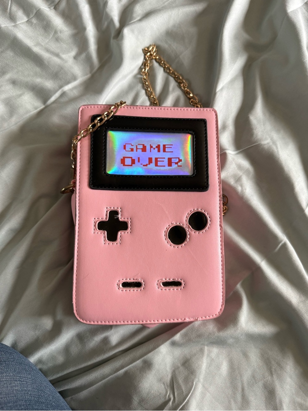 Pink Game Console Crossbody Bag with Holographic Screen